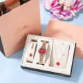 Top Fine Women's Fashion Watch Set with Small Dial Green Watch Bracelet Necklace + Gift Box Luxury Jewelry Gift Set For Ladies